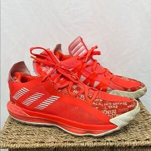 ADIDAS DAME 6 Basketball Sneakers Size 9 FU6808 Solar Red
